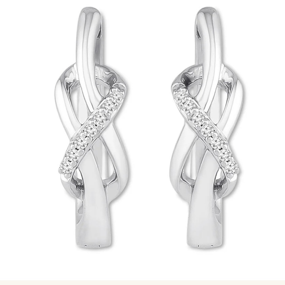 925 Silver With 10 genuine diamonds on each earring. - Picture 2 of 3